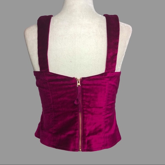 🧡 0 🧡 NWT Anthro Top Tank Bustier Velvet Cropped Sexy - Picture 2 of 6